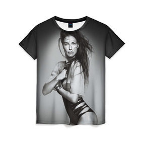 Женская футболка 3D с принтом Адриана Лима в Курске, 100% полиэфир ( синтетическое хлопкоподобное полотно) | прямой крой, круглый вырез горловины, длина до линии бедер | adriana lima | адриана лима | бразильская | супермодель