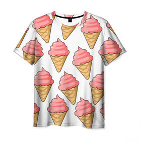 Мужская футболка 3D с принтом Мороженки в Курске, 100% полиэфир | прямой крой, круглый вырез горловины, длина до линии бедер | девушкам | мороженка | мороженое | сладкая