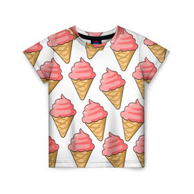 Детская футболка 3D с принтом Мороженки в Курске, 100% гипоаллергенный полиэфир | прямой крой, круглый вырез горловины, длина до линии бедер, чуть спущенное плечо, ткань немного тянется | девушкам | мороженка | мороженое | сладкая