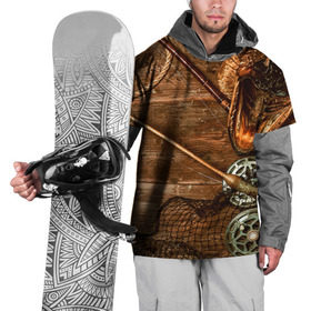 Накидка на куртку 3D с принтом Рыбацкий стол в Курске, 100% полиэстер |  | Тематика изображения на принте: грузило | карась | лодка | окунь | природа | река | рыбак | рыболов | снасти | туризм | щука