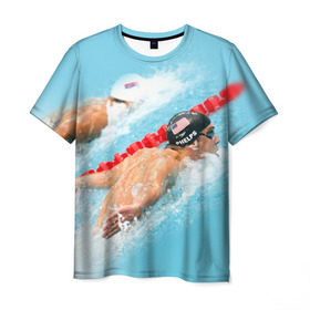 Мужская футболка 3D с принтом Michael Phelps в Курске, 100% полиэфир | прямой крой, круглый вырез горловины, длина до линии бедер | фелпс