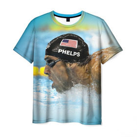 Мужская футболка 3D с принтом Michael Phelps в Курске, 100% полиэфир | прямой крой, круглый вырез горловины, длина до линии бедер | 