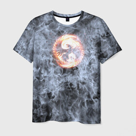 Мужская футболка 3D с принтом Феникс в Курске, 100% полиэфир | прямой крой, круглый вырез горловины, длина до линии бедер | Тематика изображения на принте: phoenix | огонь | пламя | птица