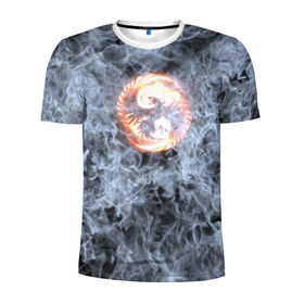 Мужская футболка 3D спортивная с принтом Феникс в Курске, 100% полиэстер с улучшенными характеристиками | приталенный силуэт, круглая горловина, широкие плечи, сужается к линии бедра | Тематика изображения на принте: phoenix | огонь | пламя | птица