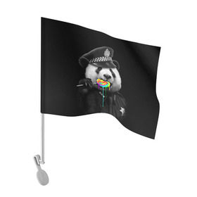 Флаг для автомобиля с принтом Панда и карамель в Курске, 100% полиэстер | Размер: 30*21 см | панда | черно белый