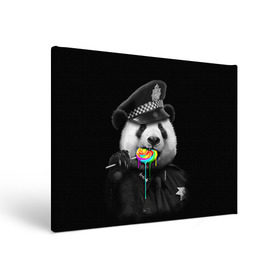 Холст прямоугольный с принтом Панда и карамель в Курске, 100% ПВХ |  | Тематика изображения на принте: панда | черно белый