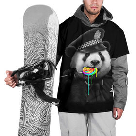 Накидка на куртку 3D с принтом Панда и карамель в Курске, 100% полиэстер |  | Тематика изображения на принте: панда | черно белый