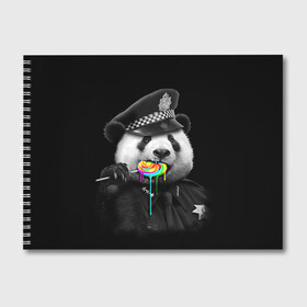 Альбом для рисования с принтом Панда и карамель в Курске, 100% бумага
 | матовая бумага, плотность 200 мг. | Тематика изображения на принте: панда | черно белый