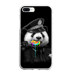 Чехол для iPhone 7Plus/8 Plus матовый с принтом Панда и карамель в Курске, Силикон | Область печати: задняя сторона чехла, без боковых панелей | Тематика изображения на принте: панда | черно белый