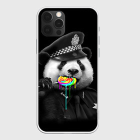 Чехол для iPhone 12 Pro с принтом Панда и карамель в Курске, силикон | область печати: задняя сторона чехла, без боковых панелей | Тематика изображения на принте: панда | черно белый
