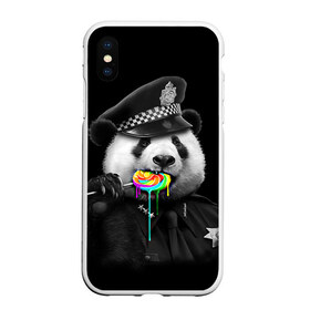 Чехол для iPhone XS Max матовый с принтом Панда и карамель в Курске, Силикон | Область печати: задняя сторона чехла, без боковых панелей | Тематика изображения на принте: панда | черно белый