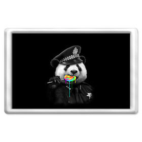 Магнит 45*70 с принтом Панда и карамель в Курске, Пластик | Размер: 78*52 мм; Размер печати: 70*45 | Тематика изображения на принте: панда | черно белый