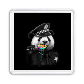 Магнит 55*55 с принтом Панда и карамель в Курске, Пластик | Размер: 65*65 мм; Размер печати: 55*55 мм | Тематика изображения на принте: панда | черно белый