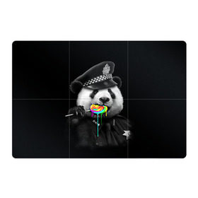 Магнитный плакат 3Х2 с принтом Панда и карамель в Курске, Полимерный материал с магнитным слоем | 6 деталей размером 9*9 см | панда | черно белый