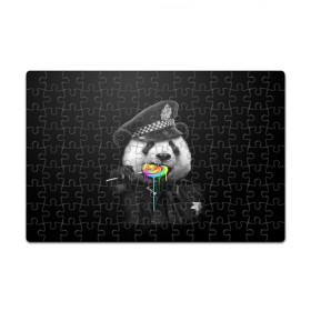 Пазл магнитный 126 элементов с принтом Панда и карамель в Курске, полимерный материал с магнитным слоем | 126 деталей, размер изделия —  180*270 мм | Тематика изображения на принте: панда | черно белый
