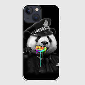 Чехол для iPhone 13 mini с принтом Панда и карамель в Курске,  |  | Тематика изображения на принте: панда | черно белый