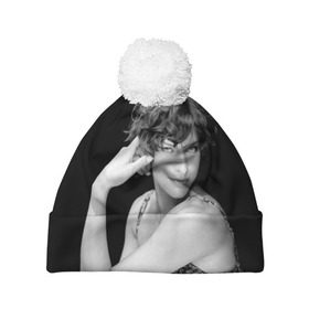 Шапка 3D c помпоном с принтом Милла Йовович в Курске, 100% полиэстер | универсальный размер, печать по всей поверхности изделия | milla jovovich | американская актриса | милла йовович | модель | модельер | музыкант