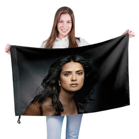 Флаг 3D с принтом Сальма Хайек в Курске, 100% полиэстер | плотность ткани — 95 г/м2, размер — 67 х 109 см. Принт наносится с одной стороны | salma hayek | актриса | мексикано американская | певица | продюсер | режиссёр | сальма хайек