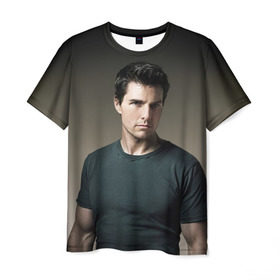 Мужская футболка 3D с принтом Том Круз в Курске, 100% полиэфир | прямой крой, круглый вырез горловины, длина до линии бедер | tom cruise | американский актёр | кинорежиссёр | продюсер | сценарист | том круз