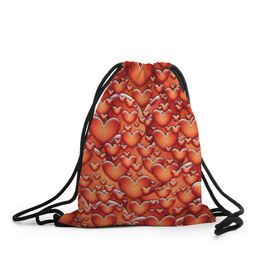 Рюкзак-мешок 3D с принтом Hearts в Курске, 100% полиэстер | плотность ткани — 200 г/м2, размер — 35 х 45 см; лямки — толстые шнурки, застежка на шнуровке, без карманов и подкладки | heart | популярные | прикольные | сердечки | сердце