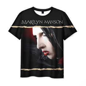 Мужская футболка 3D с принтом Мэрилин Мэнсон в Курске, 100% полиэфир | прямой крой, круглый вырез горловины, длина до линии бедер | мэрилин мэнсон