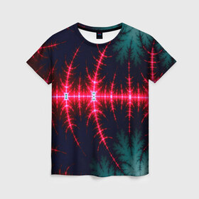 Женская футболка 3D с принтом Звуковые волны в Курске, 100% полиэфир ( синтетическое хлопкоподобное полотно) | прямой крой, круглый вырез горловины, длина до линии бедер | абстракт | абстракции | иллюзия | прикольные | текстуры