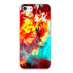Чехол силиконовый для Телефон Apple iPhone 5/5S с принтом Абстракция красок в Курске, Силикон | Область печати: задняя сторона чехла, без боковых панелей | rainbow | краска | прикольные | радуга | текстуры | штрихи