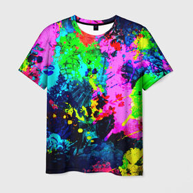 Мужская футболка 3D с принтом Пятна краски в Курске, 100% полиэфир | прямой крой, круглый вырез горловины, длина до линии бедер | Тематика изображения на принте: гранж | краска | новые | прикольные | текстуры | цветные