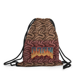 Рюкзак-мешок 3D с принтом Doom (щупальца) в Курске, 100% полиэстер | плотность ткани — 200 г/м2, размер — 35 х 45 см; лямки — толстые шнурки, застежка на шнуровке, без карманов и подкладки | извилины | мозги | осьминог