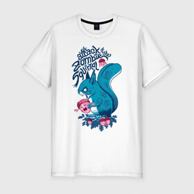 Мужская футболка премиум с принтом Zombie Squirrel в Курске, 92% хлопок, 8% лайкра | приталенный силуэт, круглый вырез ворота, длина до линии бедра, короткий рукав | squirrel | zombie | белка | зомби