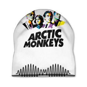 Шапка 3D с принтом Arctic Monkeys 2 в Курске, 100% полиэстер | универсальный размер, печать по всей поверхности изделия | Тематика изображения на принте: am | arctic | arctic monkeys | monkeys | rock | алекс тёрнер | амы | арктические мартышки | джейми кук | мартышки | мэтт хелдерс. ам | ник омэлли | ник о’мэлли | рок
