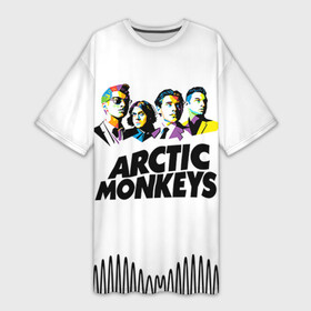 Платье-футболка 3D с принтом Arctic Monkeys 2 в Курске,  |  | am | arctic | arctic monkeys | monkeys | rock | алекс тёрнер | амы | арктические мартышки | джейми кук | мартышки | мэтт хелдерс. ам | ник омэлли | ник о’мэлли | рок