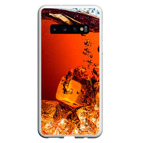 Чехол для Samsung Galaxy S10 с принтом Кола 1 в Курске, Силикон | Область печати: задняя сторона чехла, без боковых панелей | Тематика изображения на принте: cocacola | cola | pepsi | кола | лёд | напиток | пепси | пузыри