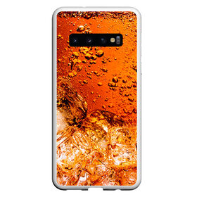 Чехол для Samsung Galaxy S10 с принтом Кола 3 в Курске, Силикон | Область печати: задняя сторона чехла, без боковых панелей | Тематика изображения на принте: cocacola | cola | pepsi | кола | лёд | напиток | пепси | пузыри