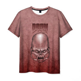 Мужская футболка 3D с принтом Демон (Doom classic) в Курске, 100% полиэфир | прямой крой, круглый вырез горловины, длина до линии бедер | розовый | скелет | череп