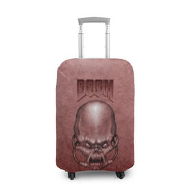 Чехол для чемодана 3D с принтом Демон (Doom classic) в Курске, 86% полиэфир, 14% спандекс | двустороннее нанесение принта, прорези для ручек и колес | розовый | скелет | череп
