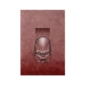 Обложка для паспорта матовая кожа с принтом Демон (Doom classic) в Курске, натуральная матовая кожа | размер 19,3 х 13,7 см; прозрачные пластиковые крепления | Тематика изображения на принте: розовый | скелет | череп