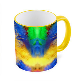 Кружка 3D с принтом Цветные перья в Курске, керамика | ёмкость 330 мл | Тематика изображения на принте: перья | радуга | спектр | фон | цвета | цветные | яркие