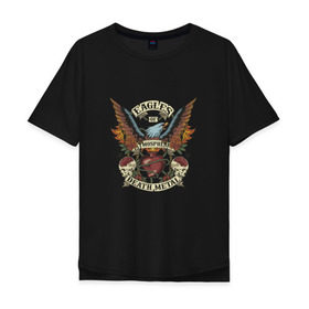 Мужская футболка хлопок Oversize с принтом Eagles of Death Metal в Курске, 100% хлопок | свободный крой, круглый ворот, “спинка” длиннее передней части | дэтметал | метал | мош | орлы