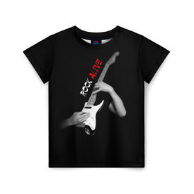Детская футболка 3D с принтом Рок жив (rock alive) в Курске, 100% гипоаллергенный полиэфир | прямой крой, круглый вырез горловины, длина до линии бедер, чуть спущенное плечо, ткань немного тянется | rock | рок | рок жив | русский рок
