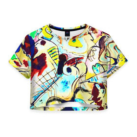 Женская футболка 3D укороченная с принтом Ample в Курске, 100% полиэстер | круглая горловина, длина футболки до линии талии, рукава с отворотами | new | живопись | кандинский | краска | прикольные | рисунок