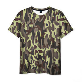 Мужская футболка 3D с принтом Камуфляжная форма в Курске, 100% полиэфир | прямой крой, круглый вырез горловины, длина до линии бедер | camo | армия | камо