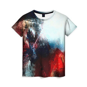 Женская футболка 3D с принтом Expressive в Курске, 100% полиэфир ( синтетическое хлопкоподобное полотно) | прямой крой, круглый вырез горловины, длина до линии бедер | rainbow | краска | прикольные | радуга | текстуры | штрихи