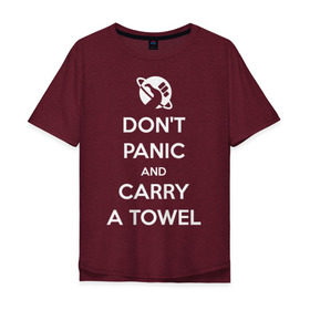 Мужская футболка хлопок Oversize с принтом Dont panic в Курске, 100% хлопок | свободный крой, круглый ворот, “спинка” длиннее передней части | Тематика изображения на принте: автостопом по галактике