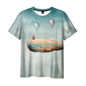 Мужская футболка 3D с принтом Кит в Курске, 100% полиэфир | прямой крой, круглый вырез горловины, длина до линии бедер | Тематика изображения на принте: автостопом по галактике | кит