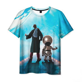 Мужская футболка 3D с принтом Автостопом по галактике в Курске, 100% полиэфир | прямой крой, круглый вырез горловины, длина до линии бедер | Тематика изображения на принте: автостопом по галактике