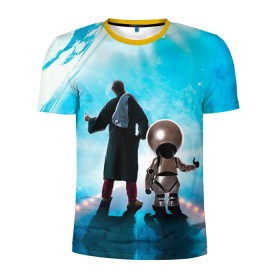 Мужская футболка 3D спортивная с принтом Автостопом по галактике в Курске, 100% полиэстер с улучшенными характеристиками | приталенный силуэт, круглая горловина, широкие плечи, сужается к линии бедра | автостопом по галактике