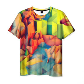 Мужская футболка 3D с принтом Острые шипы в Курске, 100% полиэфир | прямой крой, круглый вырез горловины, длина до линии бедер | абстракт | абстракции | кубики | острые | ромбики | текстуры