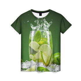 Женская футболка 3D с принтом Коктейль в Курске, 100% полиэфир ( синтетическое хлопкоподобное полотно) | прямой крой, круглый вырез горловины, длина до линии бедер | cocktail | коктель | кола | напиток | спрайт | фреш