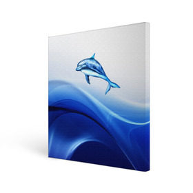 Холст квадратный с принтом Дельфин в Курске, 100% ПВХ |  | дельфин | море | рыбка